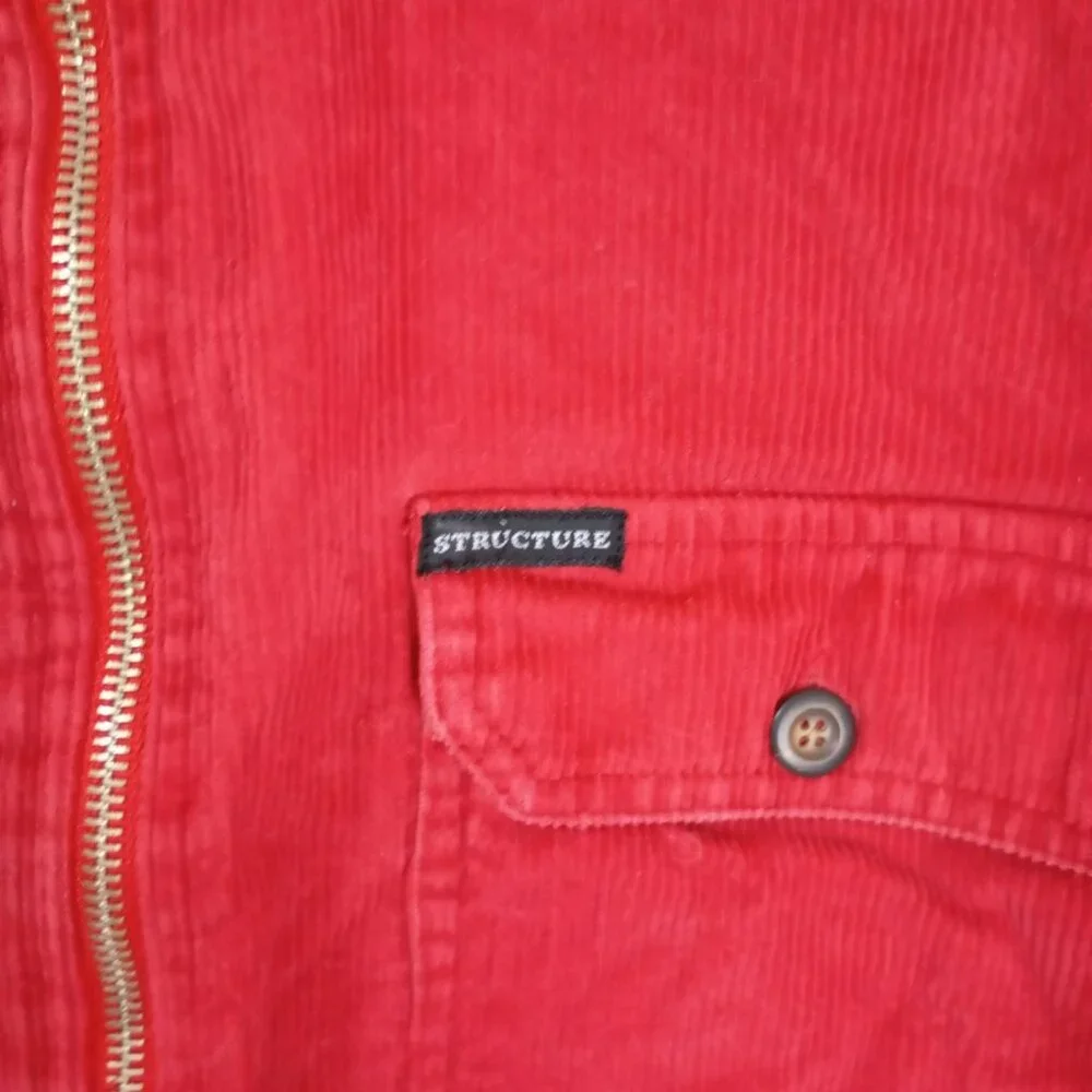 Vintage Structure Red Corduroy Half-Zip Shirt Jacket Size M Long Sleeve Casual - Picture 6 of 10